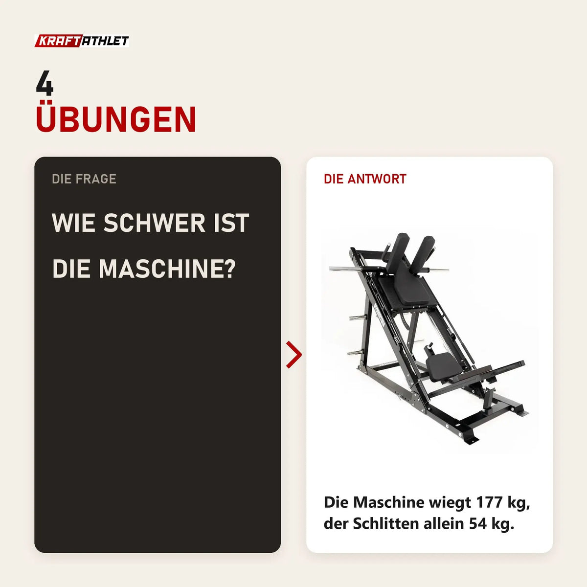 Frage und Antwort zu Force USA Ultimate V2 Leg Press & Hack Squat: Wie schwer ist die Maschine?