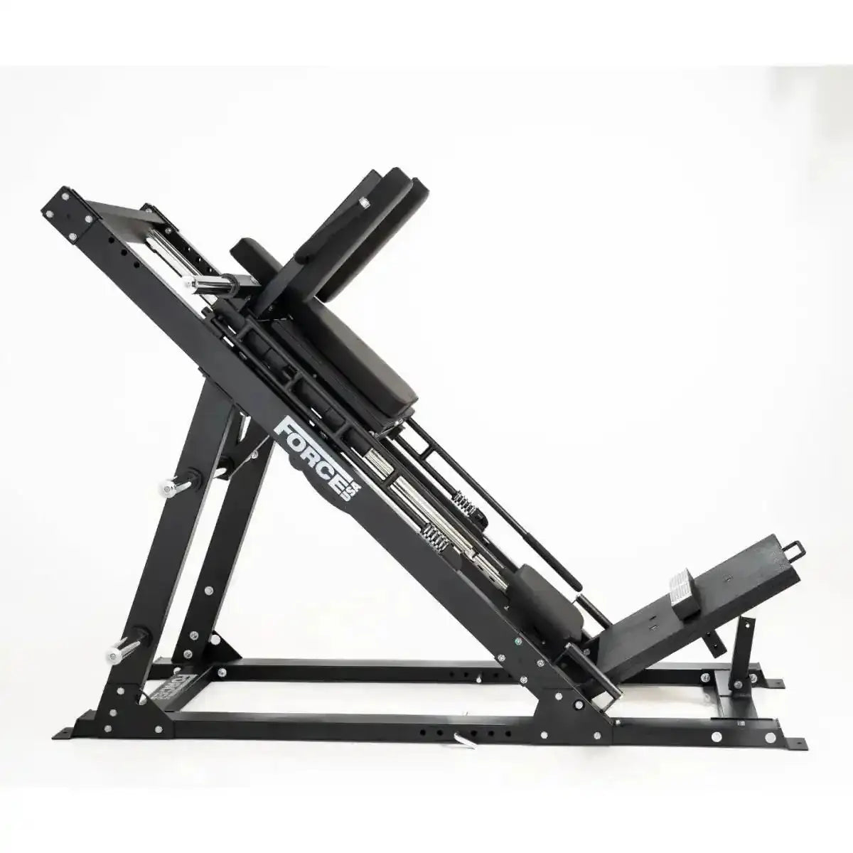 Force USA Ultimate V2 Leg Press & Hack Squat: Seitenansicht mit schrägen Führungsschienen