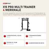 Force USA X15 Pro Multi Trainer mit 4 Merkmalen: 2 Gewichtsstapel à 130 kg, 11 Trainingsstationen, Pfosten 75 × 75 mm, Klimmzugstange bis 450 kg