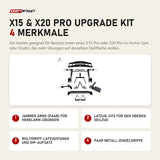Force USA X15 & X20 Pro Upgrade Kit mit 4 Merkmalen: Jammer Arms (Paar) für Hebelarm-Übungen, Latzug-Sitz für den oberen Seilzug, Multigriff-Latzugstange und Dip-Aufsatz, Paar Metall-Einzelgriffe