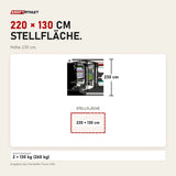 Maßbild Force USA X20 Pro Multi Trainer: Stellfläche 220 × 130 cm, Höhe 230 cm