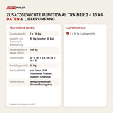 Technische Daten und Lieferumfang von Force USA Zusatzgewichte Functional Trainer 2 × 30 kg als Tabelle
