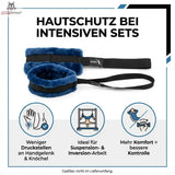 Hegren Cadillac Fur Loops in Blau, Grafik mit beiden Schlaufen und Symbolen für Suspension- und Inversion-Arbeit