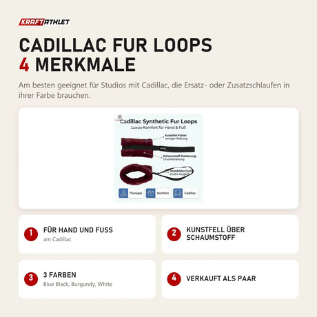 Hegren Cadillac Fur Loops mit 4 Merkmalen: Für Hand und Fuß, Kunstfell über Schaumstoff, 3 Farben, Verkauft als Paar