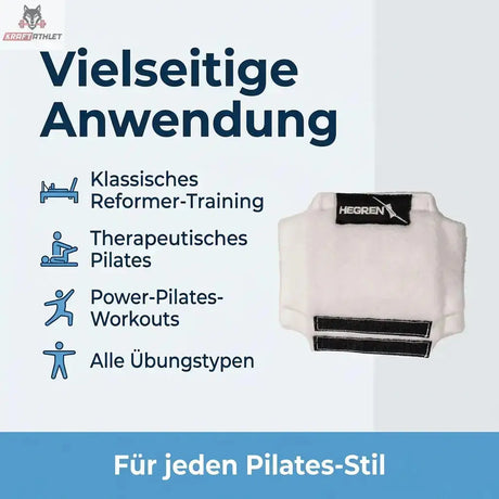 Hegren Double Loop Covers, Grafik zu den Einsatzbereichen im Reformer- und Pilates-Training