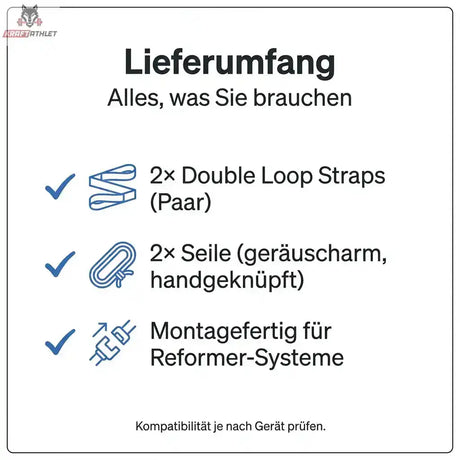 Hegren Double Loop Straps, Infografik zum Lieferumfang