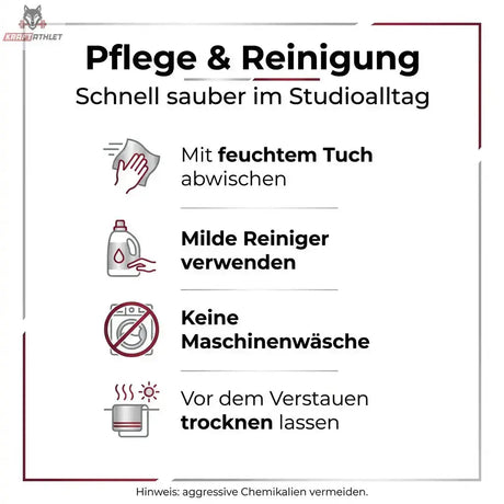 Hegren Double Loop Straps, Infografik zu Pflege und Reinigung