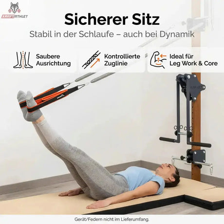 Hegren Double Loop Straps, Infografik zum sicheren Sitz, Training in Rückenlage