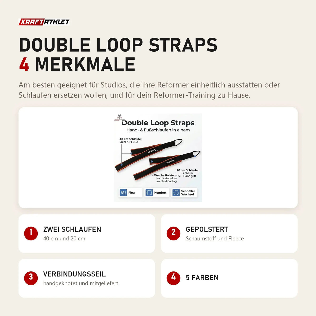 Hegren Double Loop Straps mit 4 Merkmalen: Zwei Schlaufen, Gepolstert, Verbindungsseil, 5 Farben