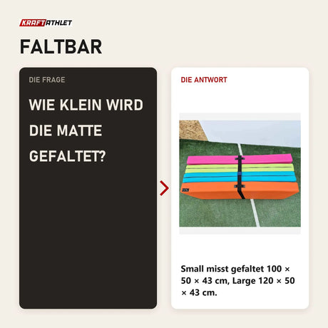 Frage und Antwort zu Hegren Foldable Mat: Wie klein wird die Matte gefaltet?