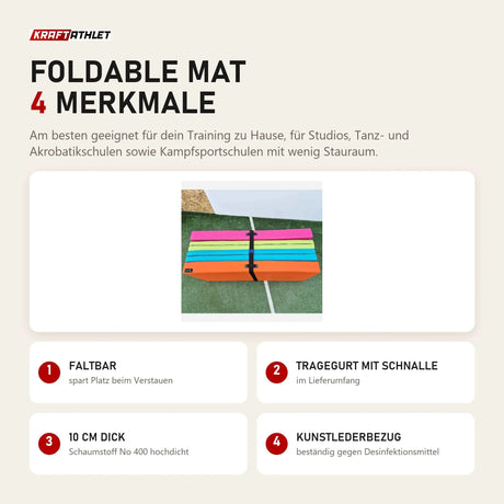 Hegren Foldable Mat mit 4 Merkmalen: Faltbar, Tragegurt mit Schnalle, 10 cm dick, Kunstlederbezug