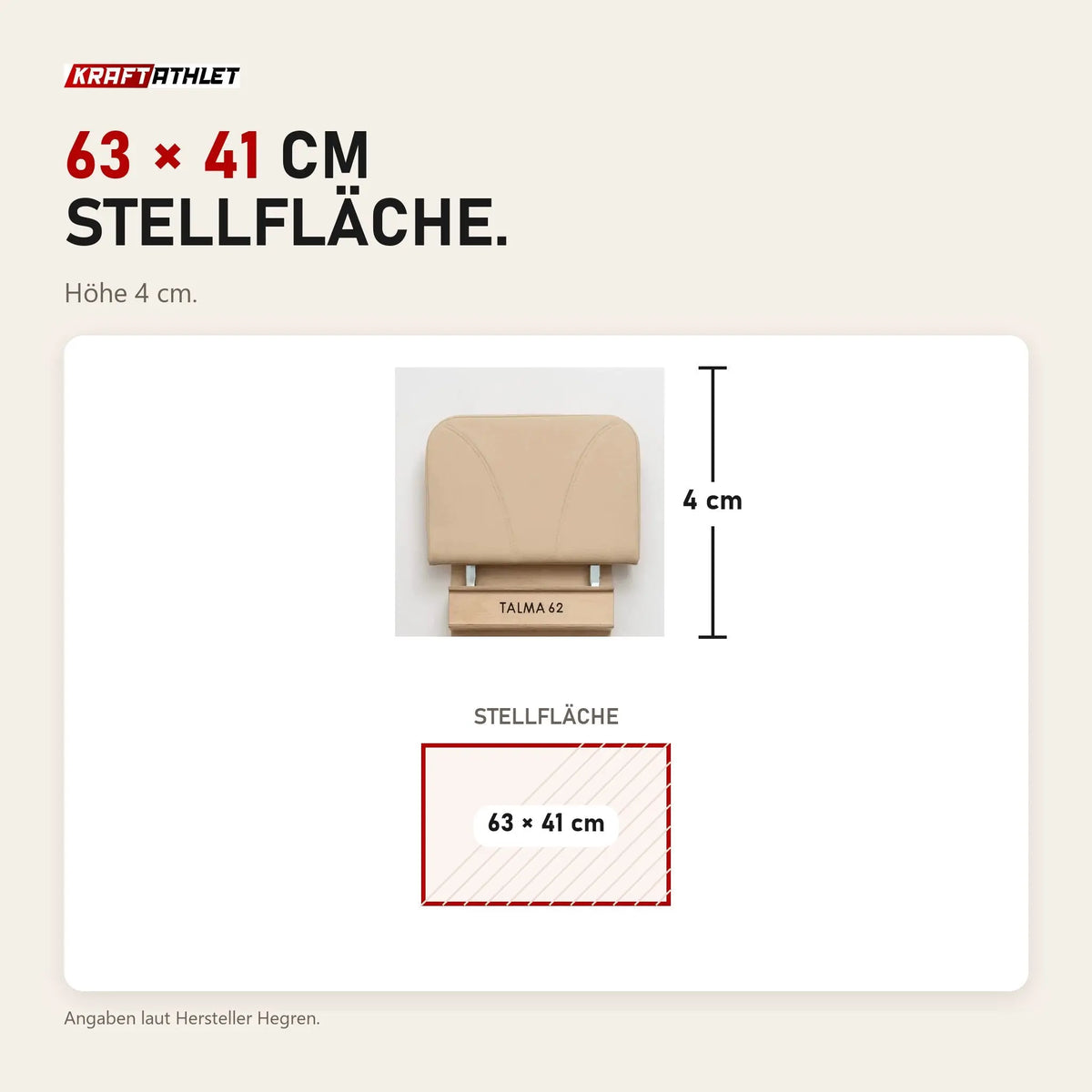 Maßbild Hegren Jumpboard TALMA: Stellfläche 63 × 41 cm, Höhe 4 cm