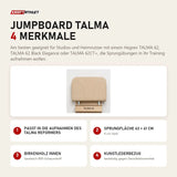 Hegren Jumpboard TALMA mit 4 Merkmalen: Passt in die Aufnahmen des TALMA Reformers, Sprungfläche 63 × 41 cm, Birkenholz innen, Kunstlederbezug
