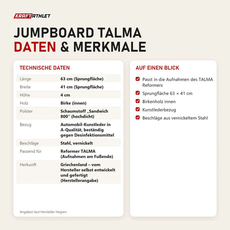 Technische Daten und Merkmale von Hegren Jumpboard TALMA als Tabelle