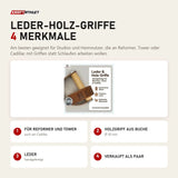Hegren Leder-Holz-Griffe mit 4 Merkmalen: Für Reformer und Tower, Holzgriff aus Buche, Leder, Verkauft als Paar