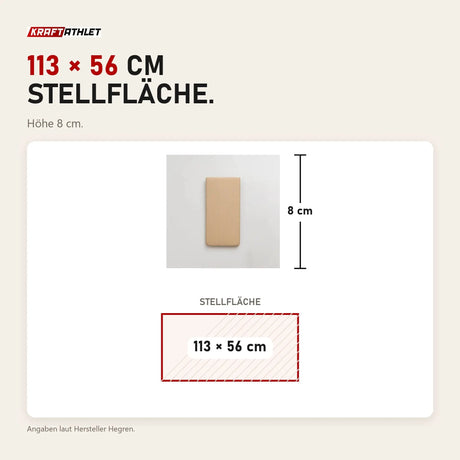Maßbild Hegren Mat Converter TALMA: Stellfläche 113 × 56 cm, Höhe 8 cm