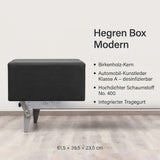 Hegren Pilates Box Modern – Birkenholz-Kern, Automobil-Kunstleder Klasse A, 61,5 × 39,5 × 23,5 cm