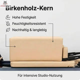 Hegren Pilates Box Modern im Detail: Birkenholz-Kern unter der beigen Polsterung