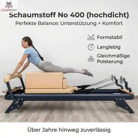 Hegren Pilates Box Modern mit Schaumstoff No 400, Frau trainiert in Bauchlage