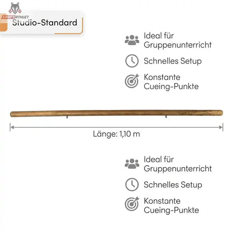Hegren Pilates Stick 1,10 m mit Verbindungsgliedern, Infografik mit Längenangabe 1,10 m