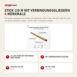 Hegren Pilates Stick 1,10 m mit Verbindungsgliedern mit 4 Merkmalen: Allein oder am Reformer und Tower, Mit Verbindungsgliedern, Massive Eiche, 110 cm lang
