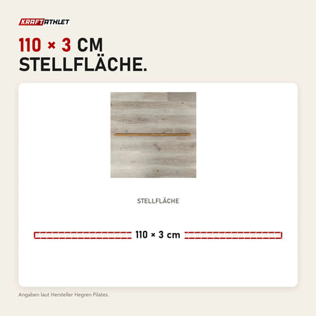 Maßbild Hegren Pilates Wooden Stick 1,10 m aus Eiche: Stellfläche 110 × 3 cm