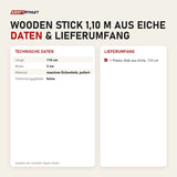 Technische Daten und Lieferumfang von Hegren Pilates Wooden Stick 1,10 m aus Eiche als Tabelle