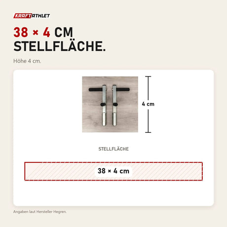 Maßbild Hegren Plank Grips TALMA Reformer-Griffe: Stellfläche 38 × 4 cm, Höhe 4 cm