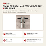 Hegren Plank Grips TALMA Reformer-Griffe mit 4 Merkmalen: Griffpaar, Vernickelter Stahl, 38 × 4 × 4 cm, Zubehör für den TALMA 62