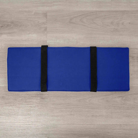 Hegren Platform Pad LEGATO Reformer-Auflage in Blau M27 mit schwarzen Gurten, Draufsicht