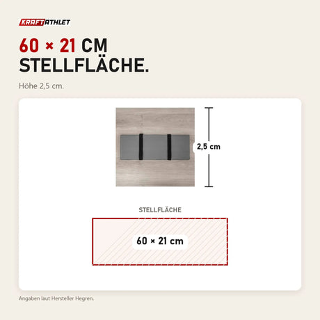Maßbild Hegren Platform Pad LEGATO Reformer-Auflage: Stellfläche 60 × 21 cm, Höhe 2,5 cm