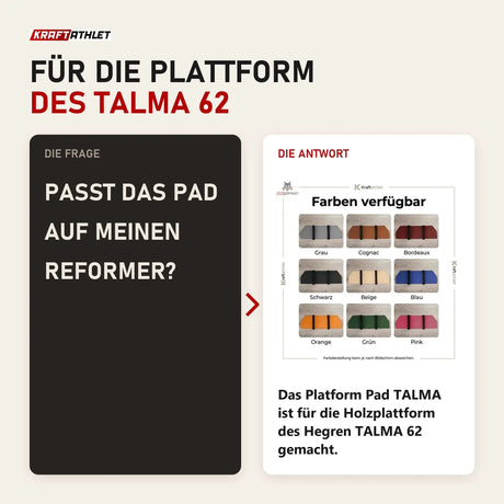 Frage und Antwort zu Hegren Platform Pad TALMA Reformer-Auflage: Passt das Pad auf meinen Reformer?