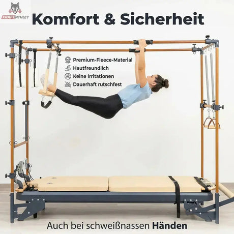 Hegren Slip Resistant Grip Handles Griffüberzüge, Übung am Cadillac mit Grafik zu Komfort und Halt