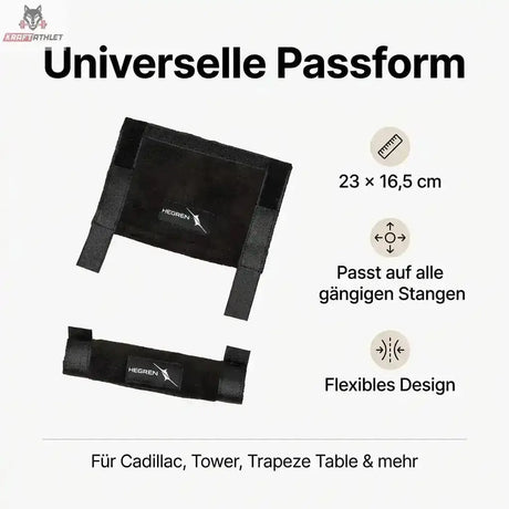 Hegren Slip Resistant Grip Handles Griffüberzüge, Grafik zur Passform mit Maßangabe für gängige Stangen