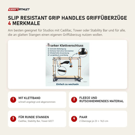 Hegren Slip Resistant Grip Handles Griffüberzüge mit 4 Merkmalen: Mit Klettband, Fleece und rutschhemmendes Material, Für runde Stangen, Paar