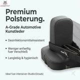 Hegren TALMA 62 Black Elegance Reformer im Detail: Polsterung aus Automotive-Kunstleder