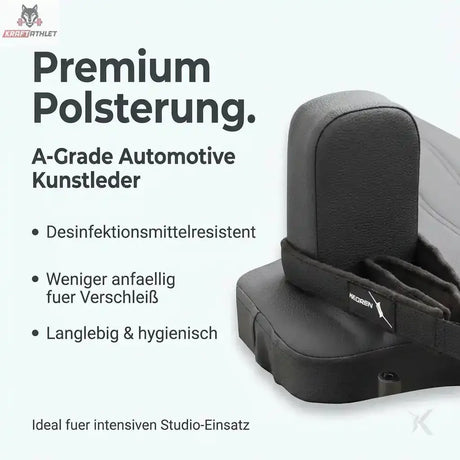 Hegren TALMA 62 Black Elegance Reformer im Detail: Polsterung aus Automotive-Kunstleder