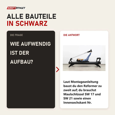 Frage und Antwort zu Hegren TALMA 62 Black Elegance Reformer: Wie aufwendig ist der Aufbau?