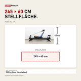 Maßbild Hegren TALMA 62 Black Elegance Reformer: Stellfläche 245 × 60 cm, Höhe 42 cm