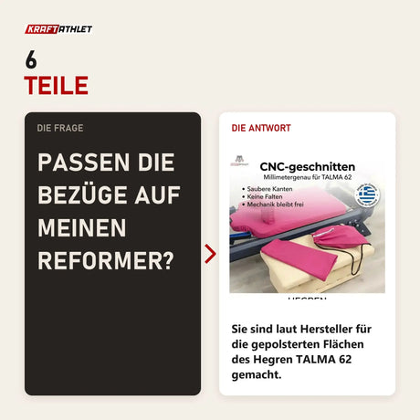 Frage und Antwort zu Hegren TALMA 62 Covers Collection Bezugset: Passen die Bezüge auf meinen Reformer?