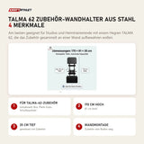 Hegren TALMA 62 Zubehör-Wandhalter aus Stahl mit 4 Merkmalen: Für TALMA-62-Zubehör, 170 cm hoch, 35 cm tief, Wandmontage