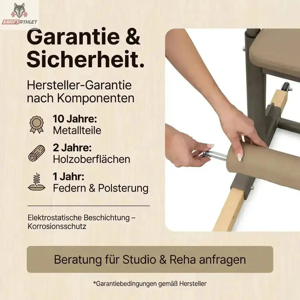 Hegren TALMA 62CH Pilates Chair – Grafik mit Detail der Federaufhängung und Hinweisen