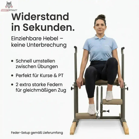 Hegren TALMA 62CH Pilates Chair – Grafik zum Einzelhebel mit Frau auf dem Chair