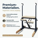 Hegren TALMA 62CH Pilates Chair – Grafik zu den Materialien mit Produktansicht