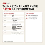 Technische Daten und Lieferumfang von Hegren TALMA 62CH Pilates Chair als Tabelle