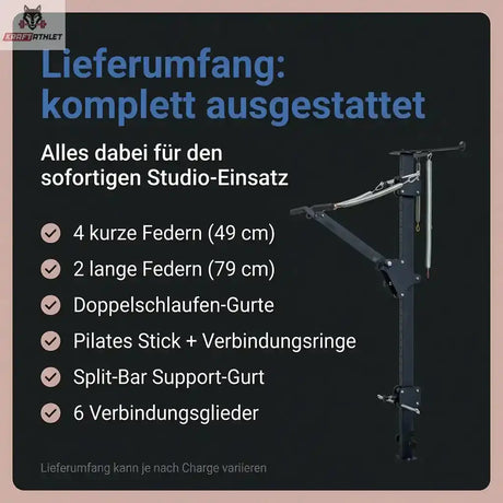 Hegren TALMA 62CT Convertible Tower: Grafik zum Lieferumfang mit Federn, Gurten und Stick