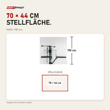 Maßbild Hegren TALMA 62CT Convertible Tower: Stellfläche 70 × 44 cm, Höhe 190 cm