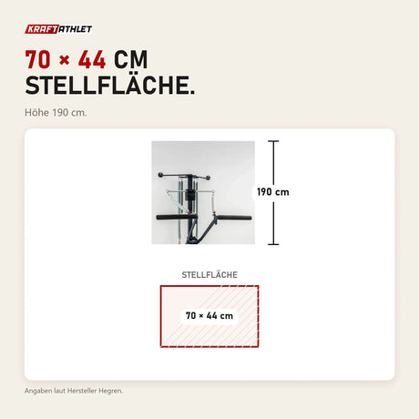 Maßbild Hegren TALMA 62CT Convertible Tower: Stellfläche 70 × 44 cm, Höhe 190 cm