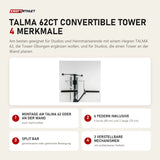 Hegren TALMA 62CT Convertible Tower mit 4 Merkmalen: Montage am TALMA 62 oder an der Wand, 6 Federn inklusive, Split Bar, 3 verstellbare Mechanismen