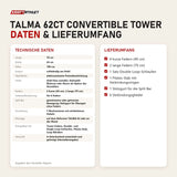 Technische Daten und Lieferumfang von Hegren TALMA 62CT Convertible Tower als Tabelle
